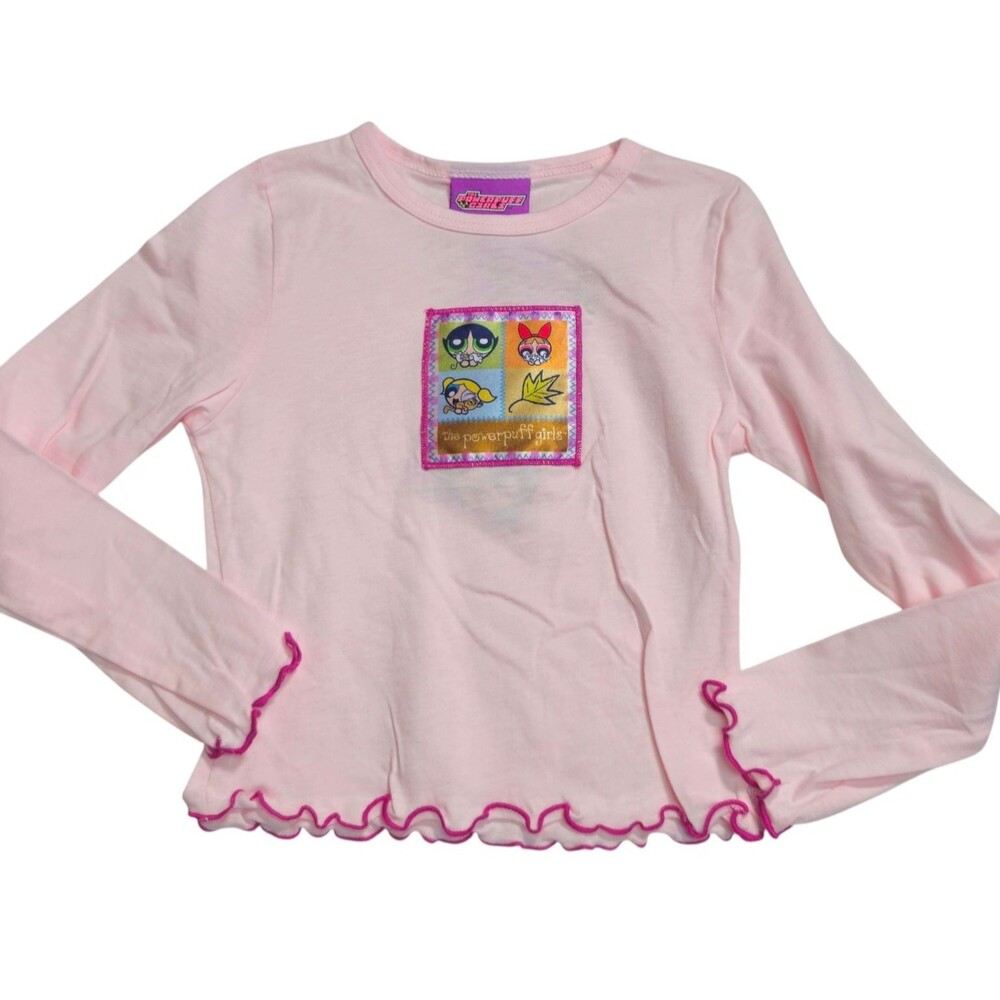 Deadstock Vintage Cartoon Network Powerpuff Girls Top XS 4/5 Pink Long Sleeves